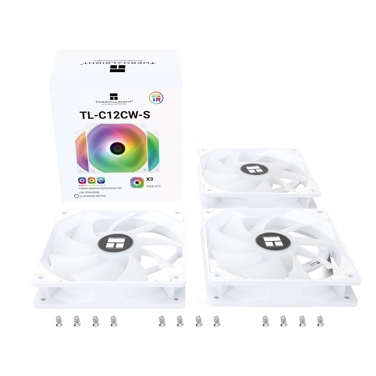 Thermalright C12CW-S ARGB 120mm Fan 3 Pack - White Thermalright C12CW-S ARGB 120mm Fan 3 Pack - White
